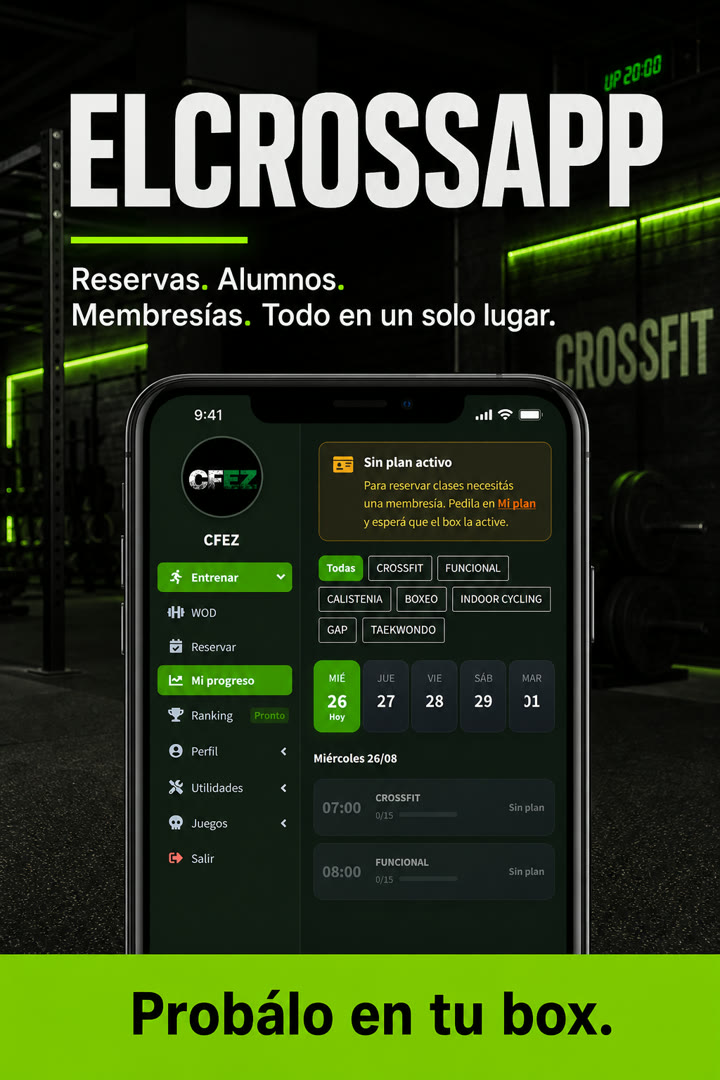 App del atleta reservando clase